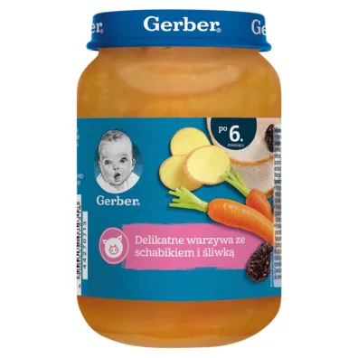 Gerber Obiadek schabik ze �liwk� w warzywach dla niemowl�t po 6 miesi�cu 190 g