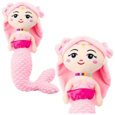 Syrenka pluszowa z koralami r�owa 32cm LeanToys