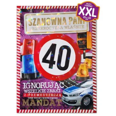 Yeku Karnet Premium Mandat 40 urodziny damskie (24x33cm)