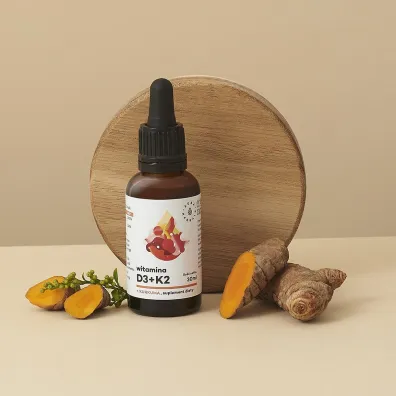 Aura Herbals Witamina D3 (2000 IU) + K2mk7 z ekstraktem z kurkumy NovaSOL Suplement diety 30 ml