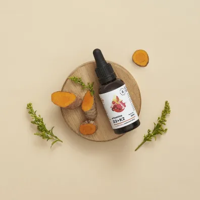 Aura Herbals Witamina D3 (2000 IU) + K2mk7 z ekstraktem z kurkumy NovaSOL Suplement diety 30 ml