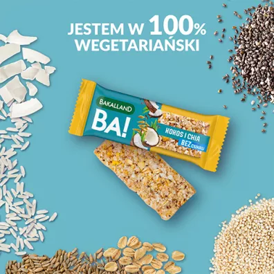 Bakalland Ba! Baton 5 zb� Kokos i Chia bez dodatku cukru 30 g