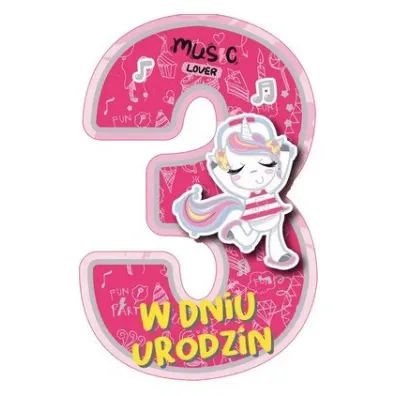Karnet GM wycinany 3 Urodziny dziewczynka GM-954