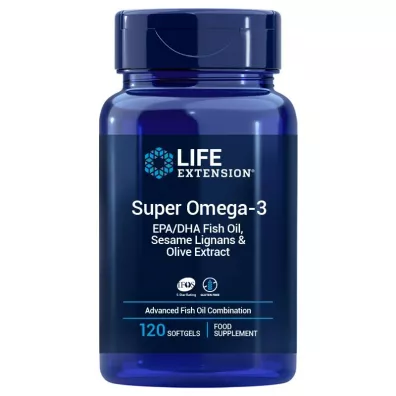 Life Extension Super Omega-3 EPA/DHA z Lignanami Sezamowymi i Ekstraktem z Oliwek Suplement diety 120 kaps.