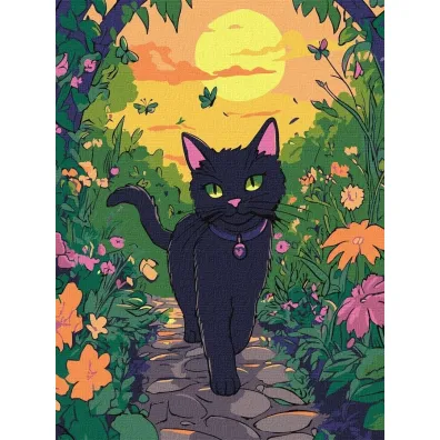Ideyka Malowanie po numerach - Kotek w ogrodzie 30x40cm