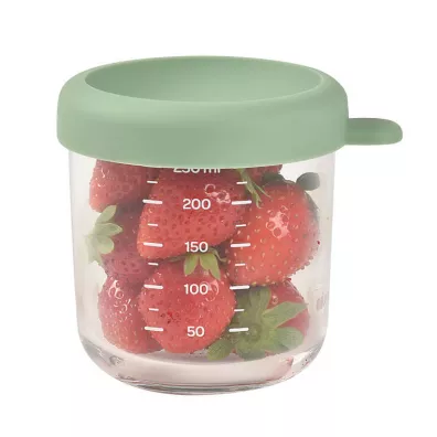 Beaba Pojemnik soiczek szklany z zamkniciem Sage green 250 ml