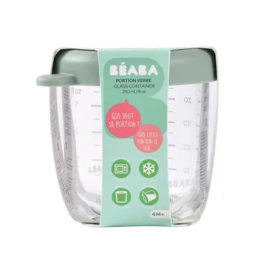Beaba Pojemnik soiczek szklany z zamkniciem Sage green 250 ml