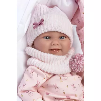 Lalka bobas winylowa Nica w nosideku 40cm Llorens