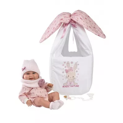 Lalka bobas winylowa Nica w nosideku 40cm Llorens