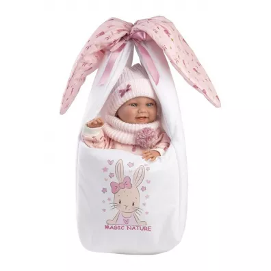Lalka bobas winylowa Nica w nosideku 40cm Llorens