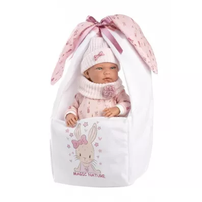 Lalka bobas winylowa Nica w nosideku 40cm Llorens
