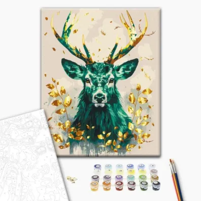 Brushme Malowanie po numerach - Gold szmaragdowa korona lasu 40x50cm