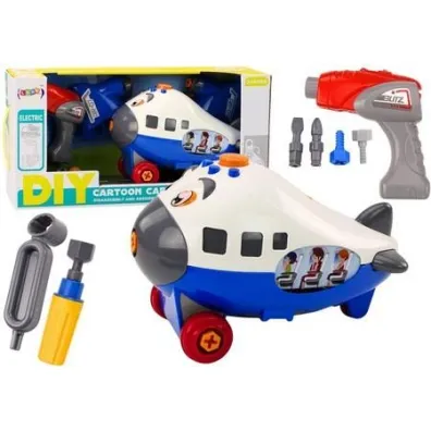 Samolot kresk�wkowy do skr�cania DIY niebieski LeanToys