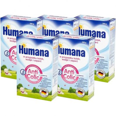 Humana Anticolic Mleko pocztkowe od urodzenia w przypadku kolek wzd i zapar Zestaw 5 x 300 g