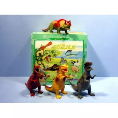 Dinozaur gumowy z groszkiem 20cm mix  HTE003