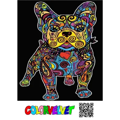 Kolorowanka Welwetowa 47x35 cm Buldog Francuski