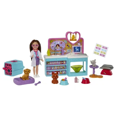 Barbie Chelsea Zestaw weterynarz + lalka Mattel