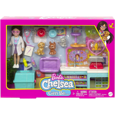 Barbie Chelsea zestaw Weterynarz+lalka HGT12 Mattel
