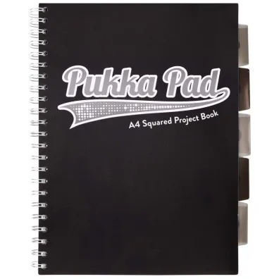Pukka Pad Project Book A4 Black & Grey kratka, 80g 100 kartek