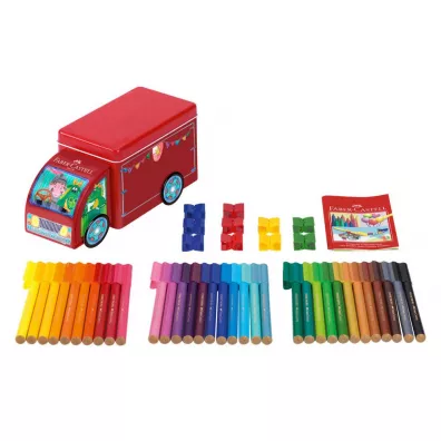 Faber-Castell Flamastry Connector w metalowym samochodzie 33 szt.