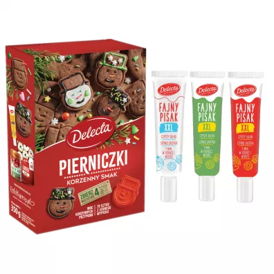 Delecta Pierniczki korzenne + foremki + Pisaki Zestaw 350 g + 3 x 30 g