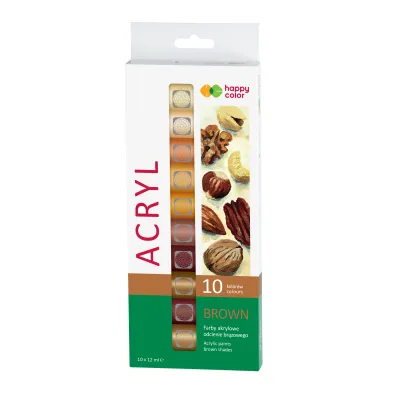 Happy Color Farby akrylowe pastelowe br�zowe 12x12ml