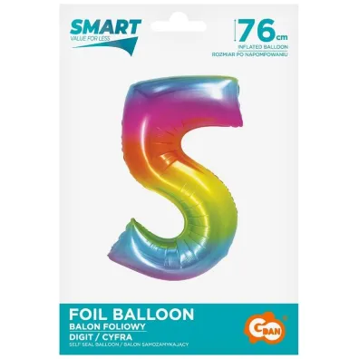 Godan Balon foliowy Smart Cyfra 5 t�czowa 76cm