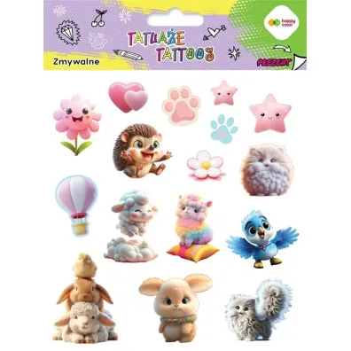 Tatua�e zmywalne Animals Fluffy Happy Color
