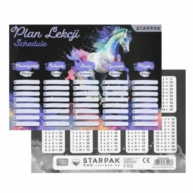 Starpak Plan lekcji z tabliczk� mno�enia Konie 25 szt.