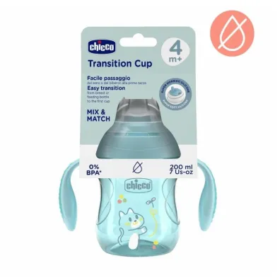 Chicco Kubek treningowy z mi�kkim ustnik 200ml turkus 4m+
