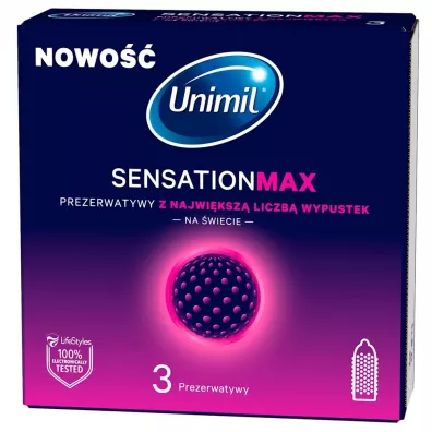 Unimil Sensation Max prezerwatywy z najwi�ksza liczb� wypustek 3 szt.