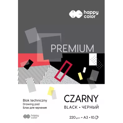 Happy Color Blok techniczny Premium czarny A3 220g 10 kartek