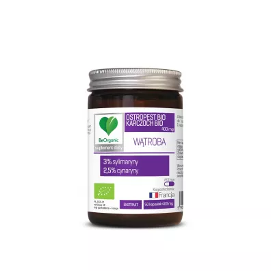 Be Organic Ostropest + karczoch ekstrakt 400 mg Suplement diety 50 kaps. Bio