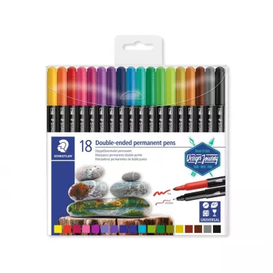 Staedtler Flamastry dwustronne Design Journey, wodoodporne, 18 kolorw 18 szt.