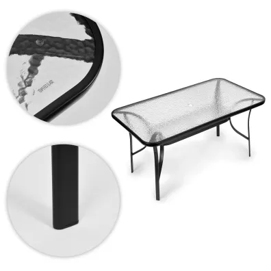 MultiGarden St� ogrodowy szklany 120x70 cm na taras ogr�d szk�o hartowane otw�r na parasol