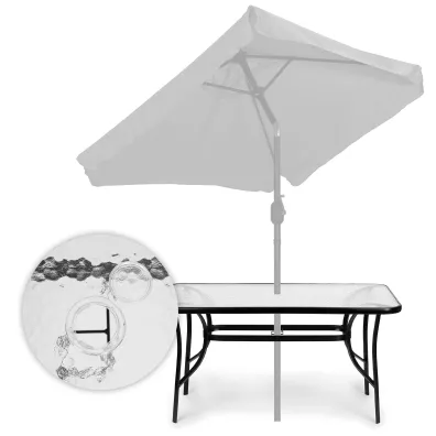 MultiGarden St� ogrodowy szklany 120x70 cm na taras ogr�d szk�o hartowane otw�r na parasol
