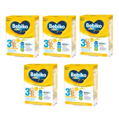 Bebiko Junior 3 Odywcza formua na bazie mleka dla dzieci powyej 1. roku o smaku waniliowym Zgrzewka 5 x 600 g