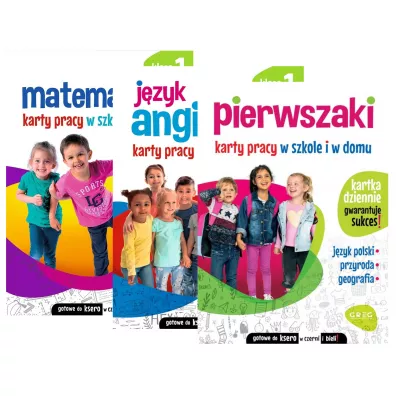 Pakiet Matematyka. Karty pracy w szkole i w domu. Klasa 1, J�zyk angielski. Karty pracy w szkole i w domu. Klasa 1, Pierwszaki. Karty pracy w szkole i w domu - Marta Kurdziel