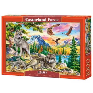 Puzzle 1000 el. Wolf Family and Eagles Castorland