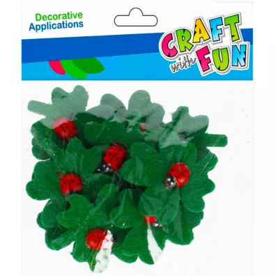 Craft with Fun Ozdoba filcowa samoprzylepna biedronka/li�� 12 szt.