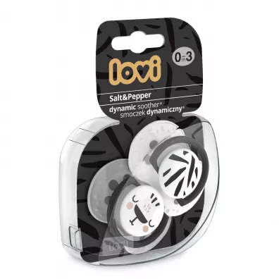 Lovi Smoczek silikonowy dynamiczny Salt&Pepper 0-3 m-ce 2 szt.