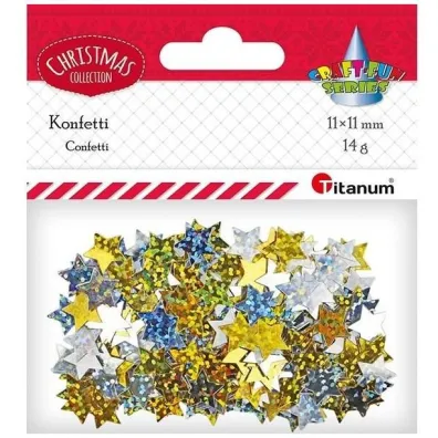 Titanum Konfetti Gwiazdki hologram z�ote, srebrne 14g