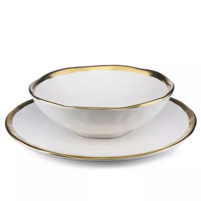 HowHomely Zestaw omiu talerzy Lissa White Gold