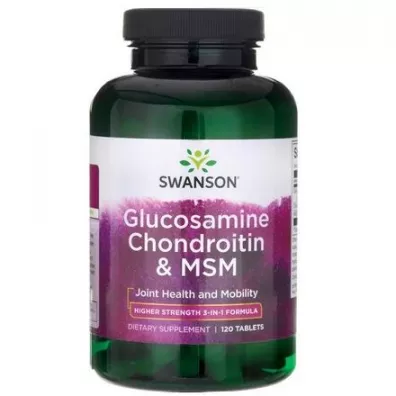 Swanson Glukozamina/Chondroityna/MSM 500/400/200 mg Suplement diety 120 tab.