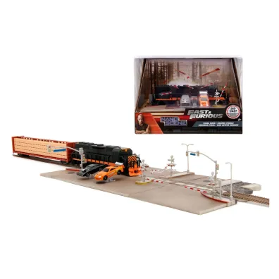 Wy�cig z poci�giem Diorama  JADA F&F +2 metalowe pojazdy Simba