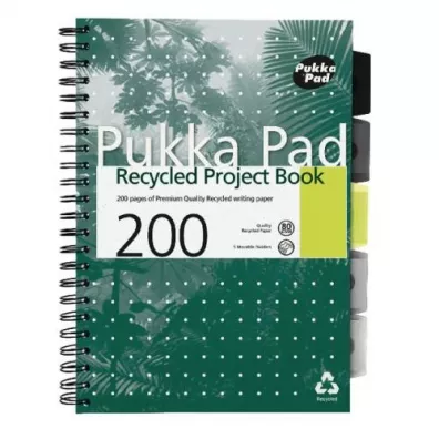 Pukka Pad Pukka Project Book z recyklingu A4 zielony linia, 80g 100 kartek