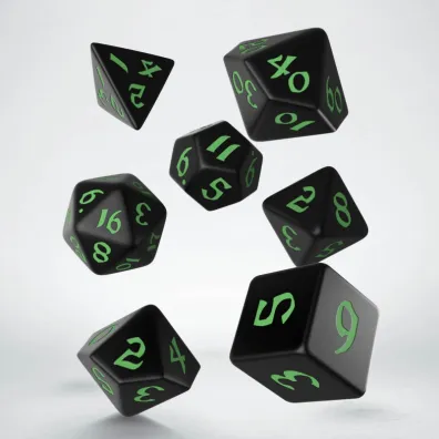 Classic Runic Dice Set, koci, czarne, zielone Q-Workshop