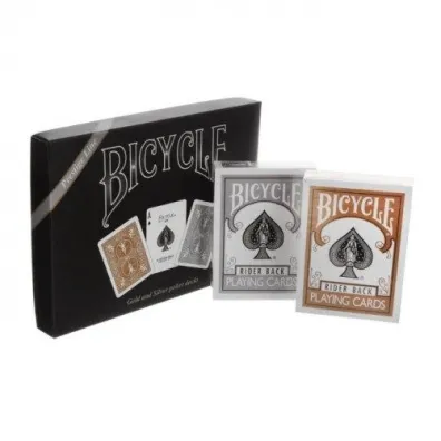 Bicycle Prestige Line, zestaw kart do gry Poker Back 2, zote i srebrne
