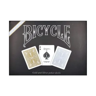 Bicycle Prestige Line, zestaw kart do gry Poker Back 2, zote i srebrne