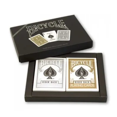 Bicycle Prestige Line, zestaw kart do gry Poker Back 2, zote i srebrne